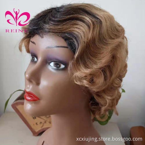 REINE New style Human Hair Pixie Cut Machine Made Wigs With Baby Hair Brazilian short Hair Wigs with New Desgin